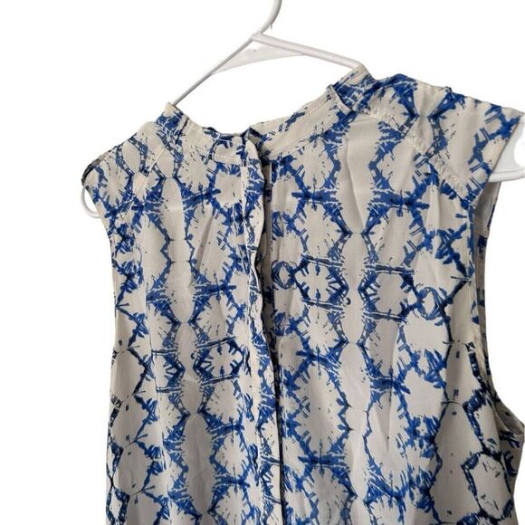Rebecca Taylor Blue White Exclusive Tie-Dye Satin Sleeveless Short Romper Size 8 - Picture 6 of 12